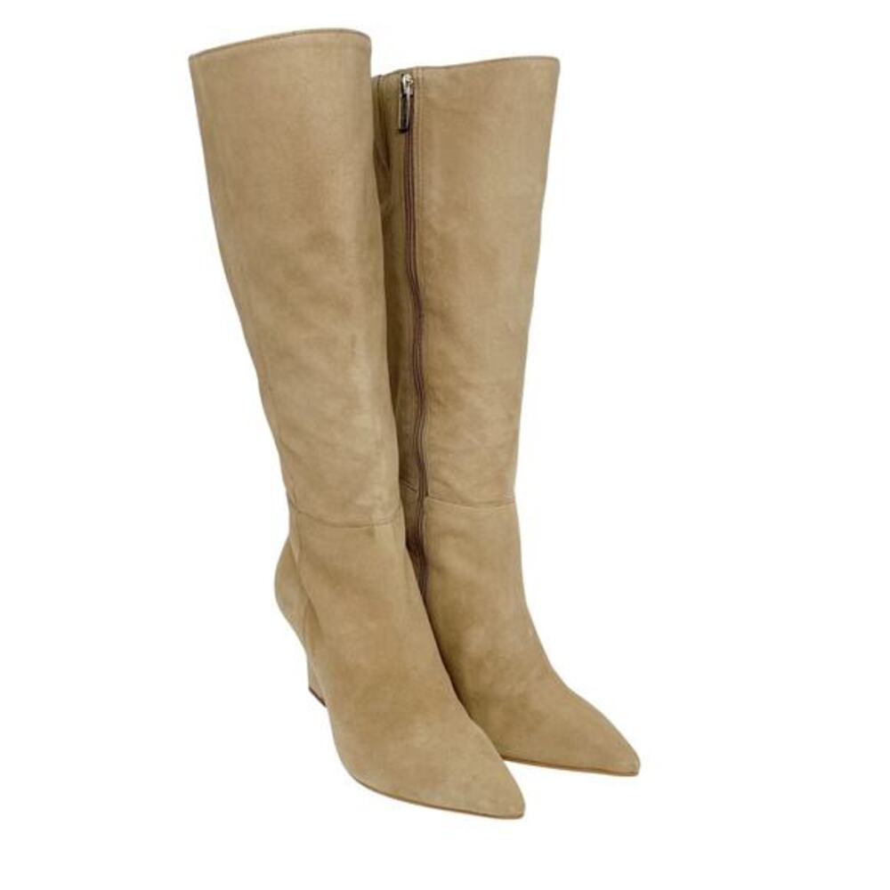 Vince Camuto Women's Tressara Pointed Toe Knee High Leather Boots Tan Size 5.5 M